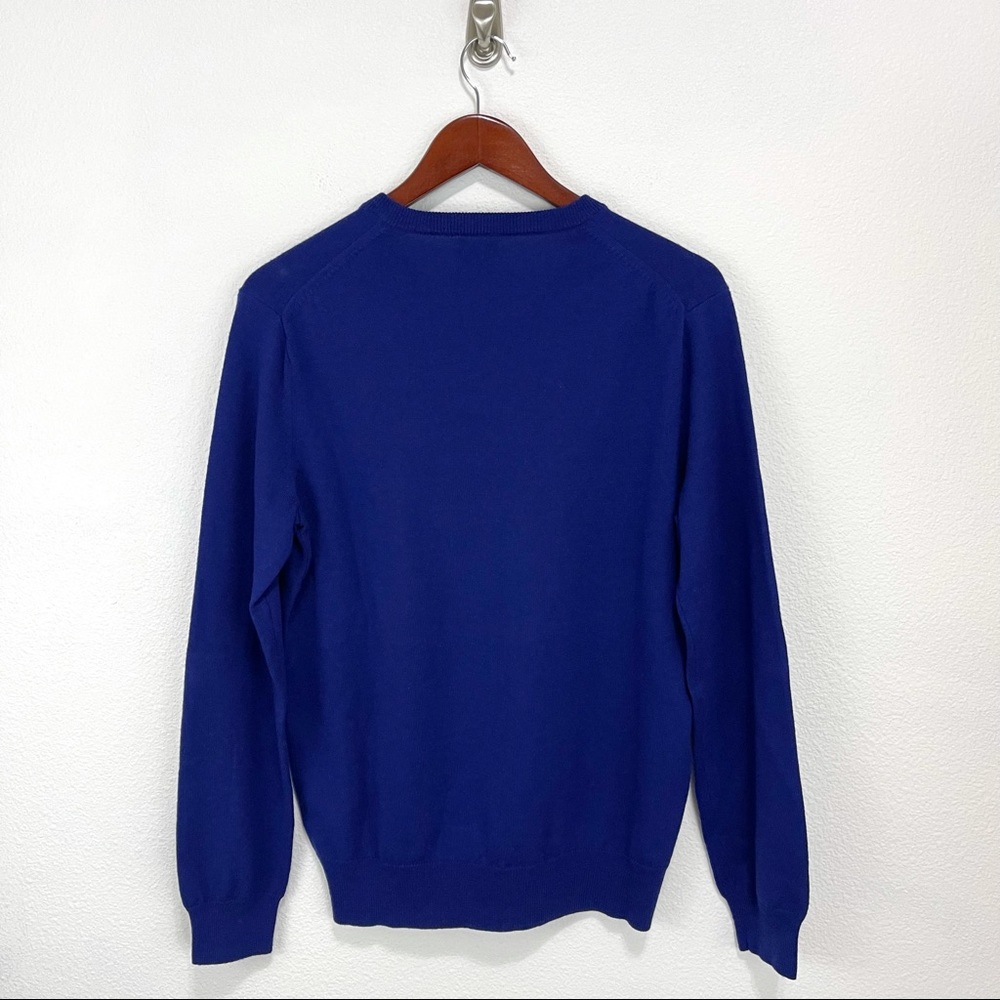 J. Crew- Cobalt Blue V Neck Merino Wool Sweater Size Small - Picture 3 of 6